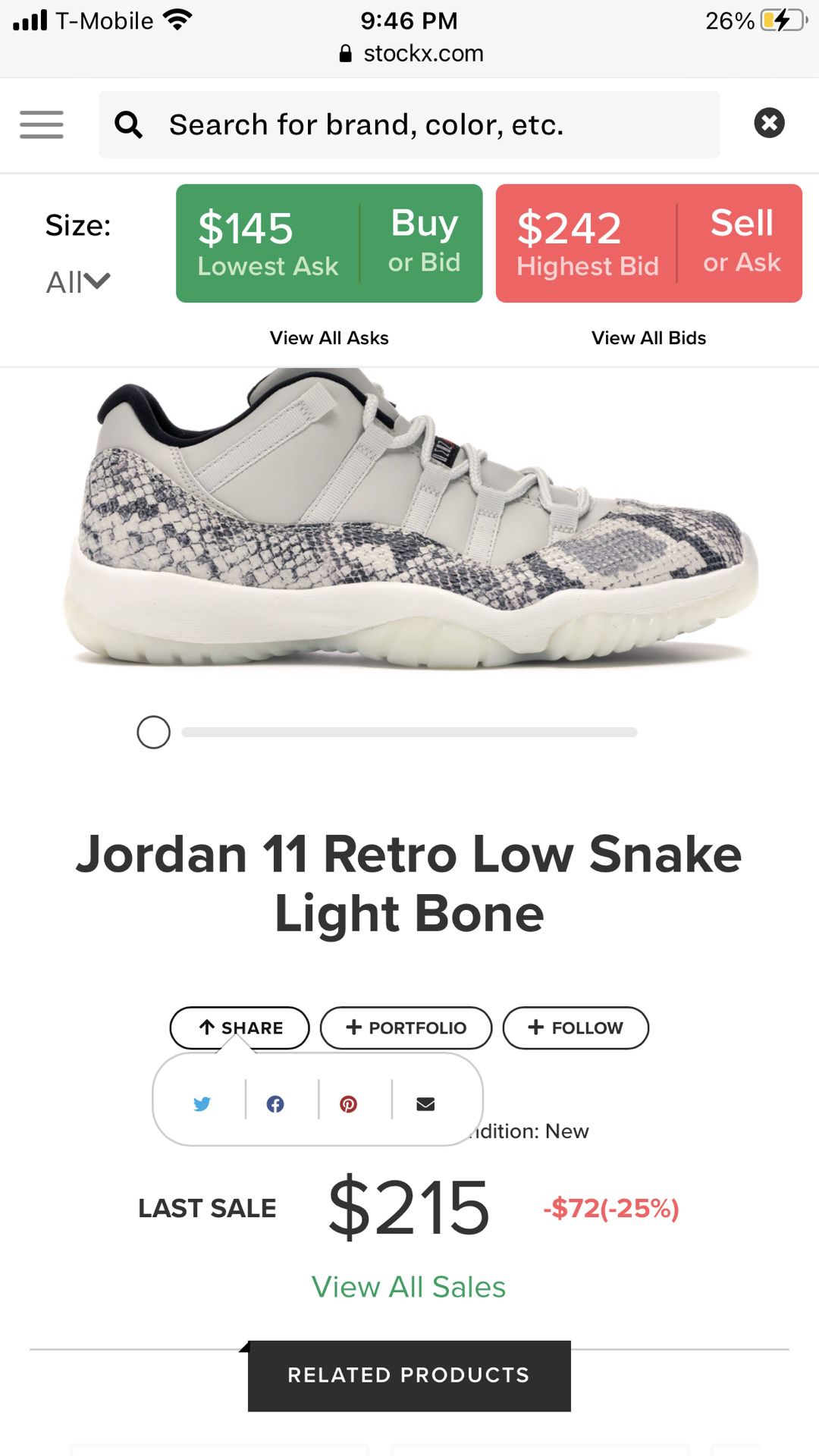 Jordan 11 Retro Low Snake light Bone