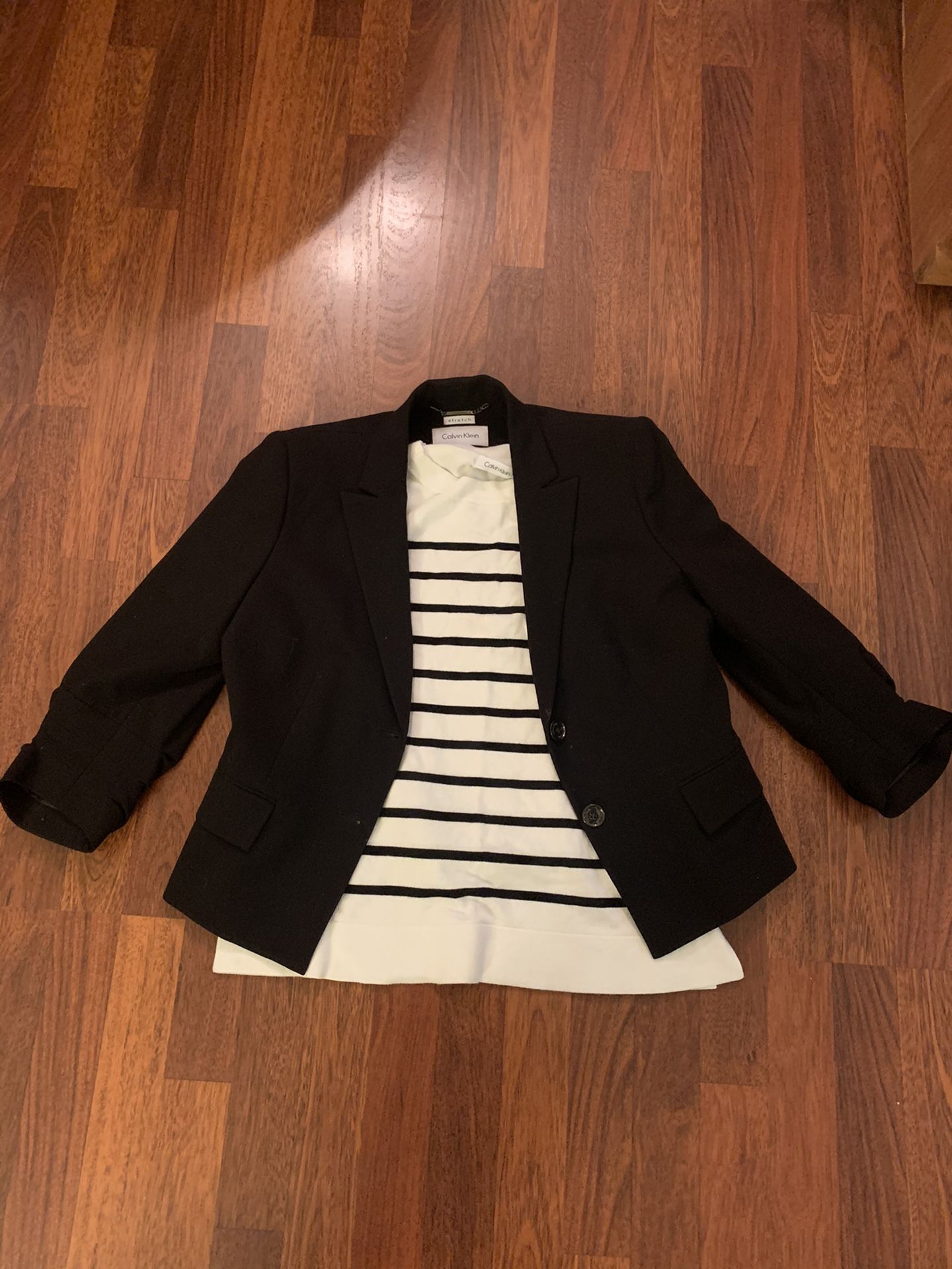 Calvin Klein skirt and blazer suit with long sleeve top