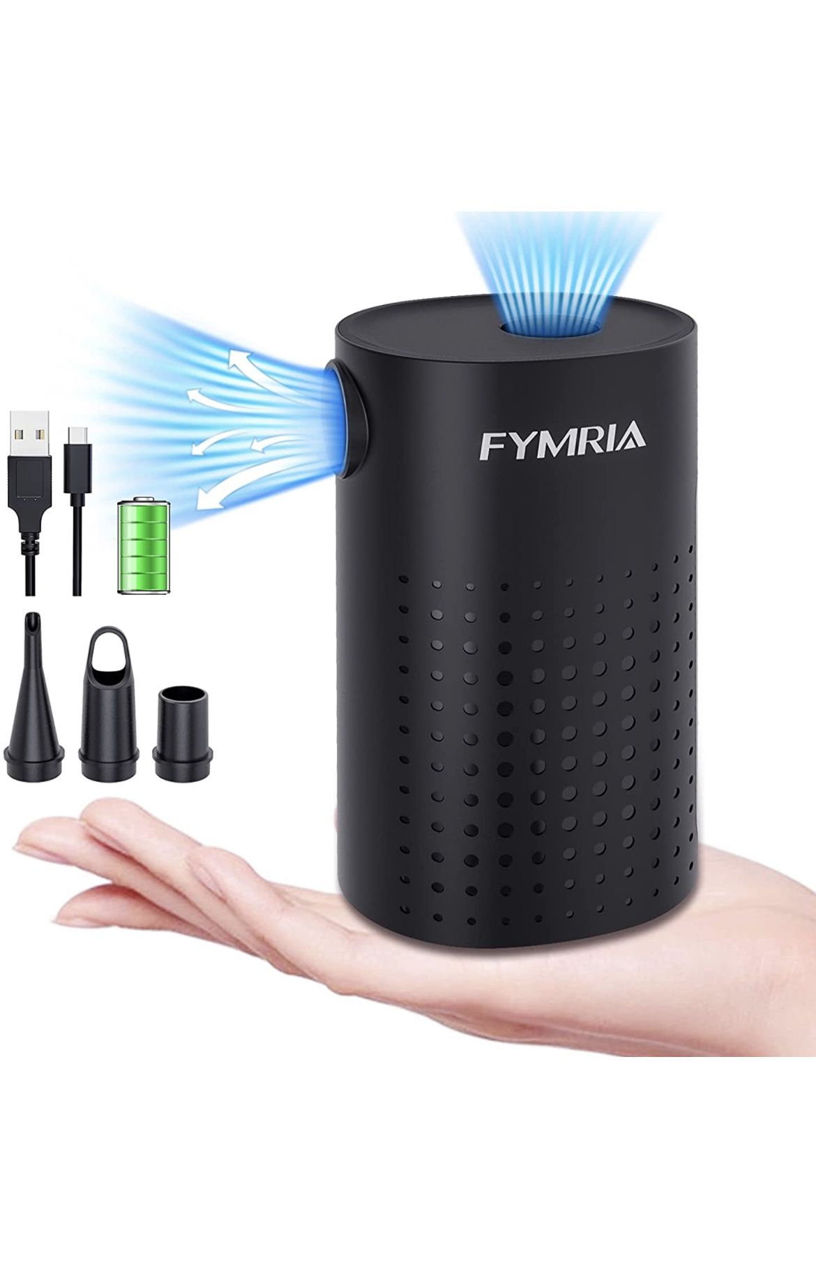 Electric Air Pump, Portable Quick-Fill Air Pump with 3 Nozzles, USB 4000mAh Battery Rechargeable Inflator Deflator Pump for Air Mattress Bed, Swimming