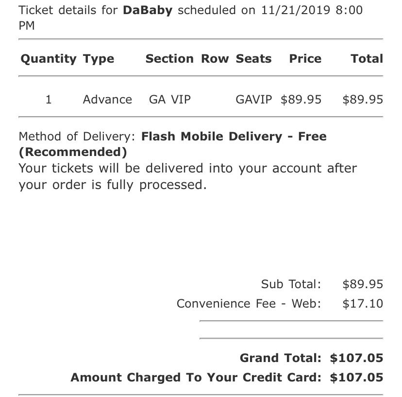 DaBaby VIP Tickets - Denver, CO - November 21