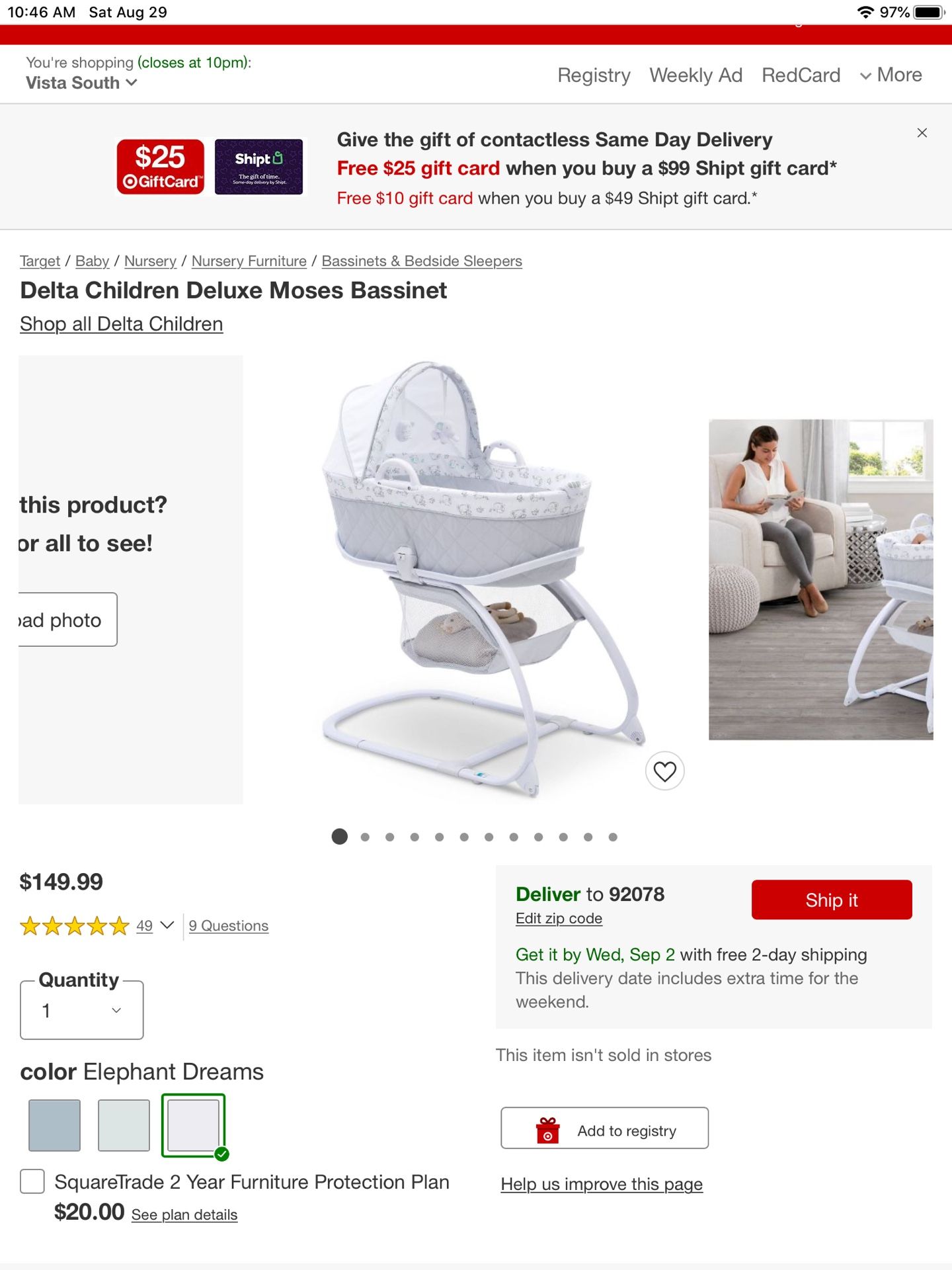 Delta deluxe Moses baby for Sale in San Marcos