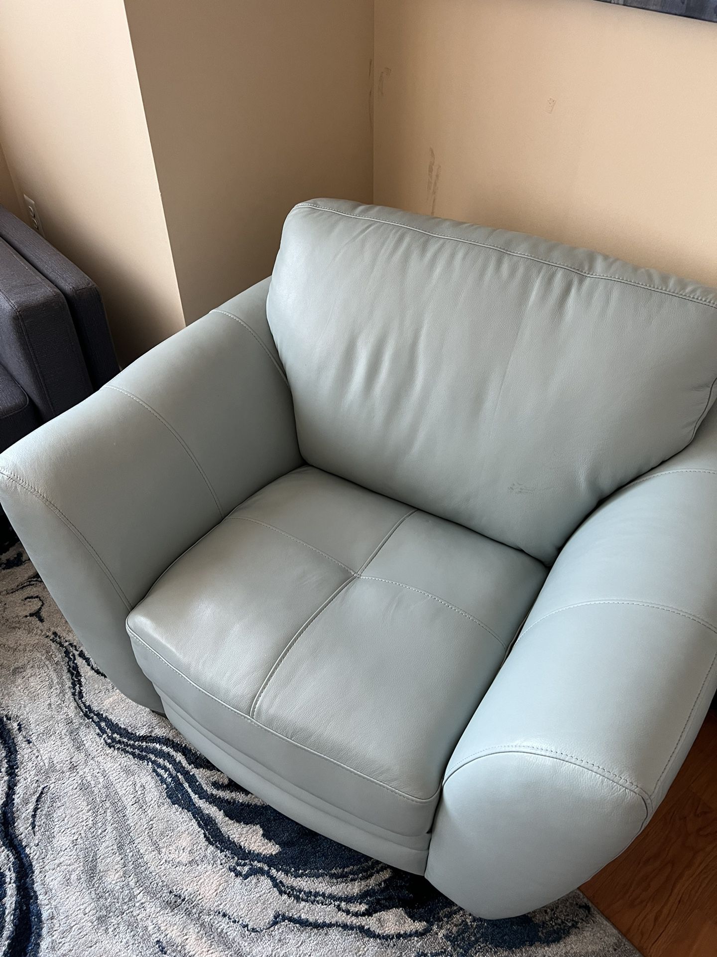 Light Blue Leather Armchair