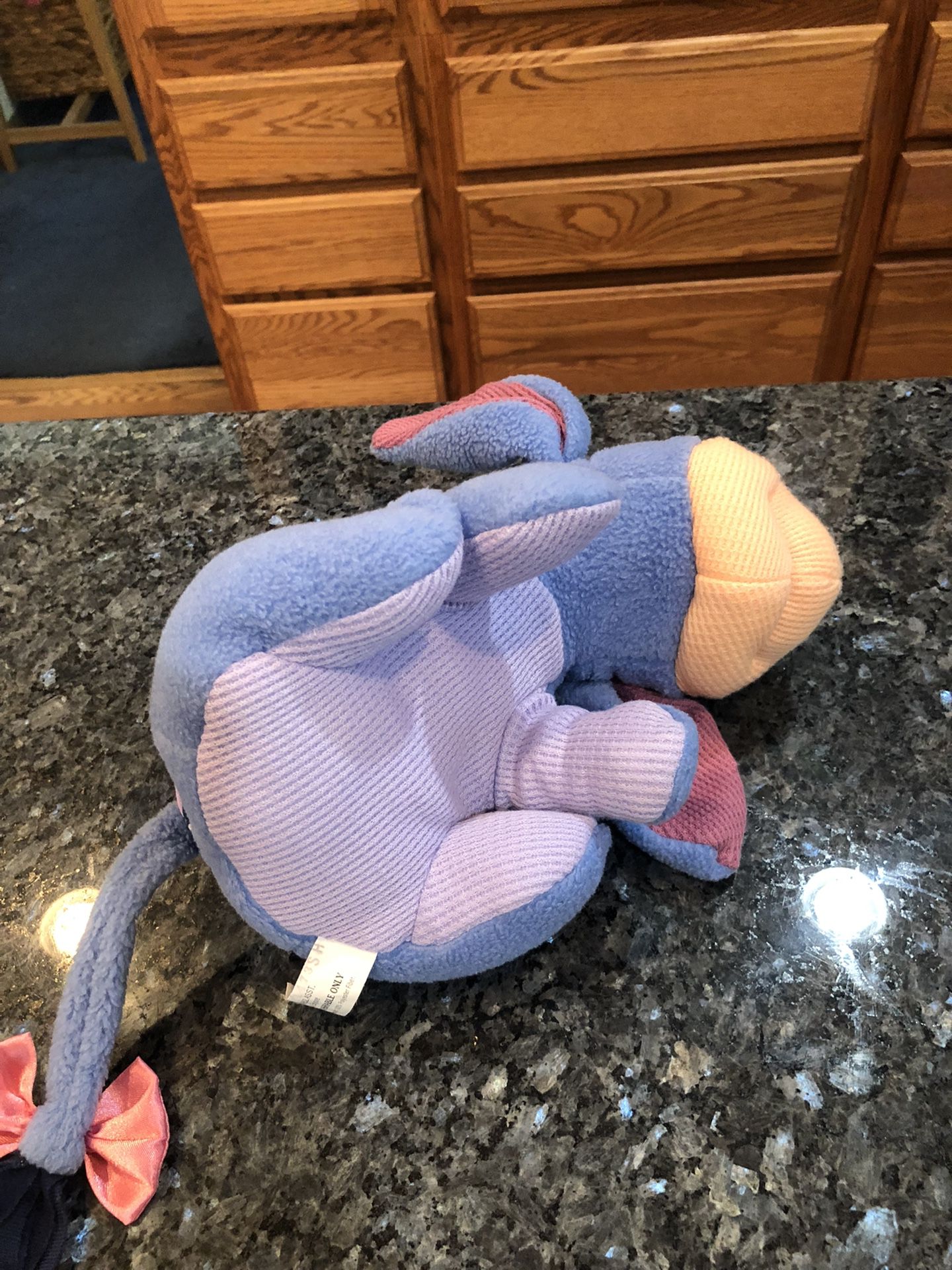 Rare Vintage 2001 Disney Fisher Price Baby Rattle Eeyore Stuffed Toy .  Size 10 inches Wide .  Preowned Excellent Condition 