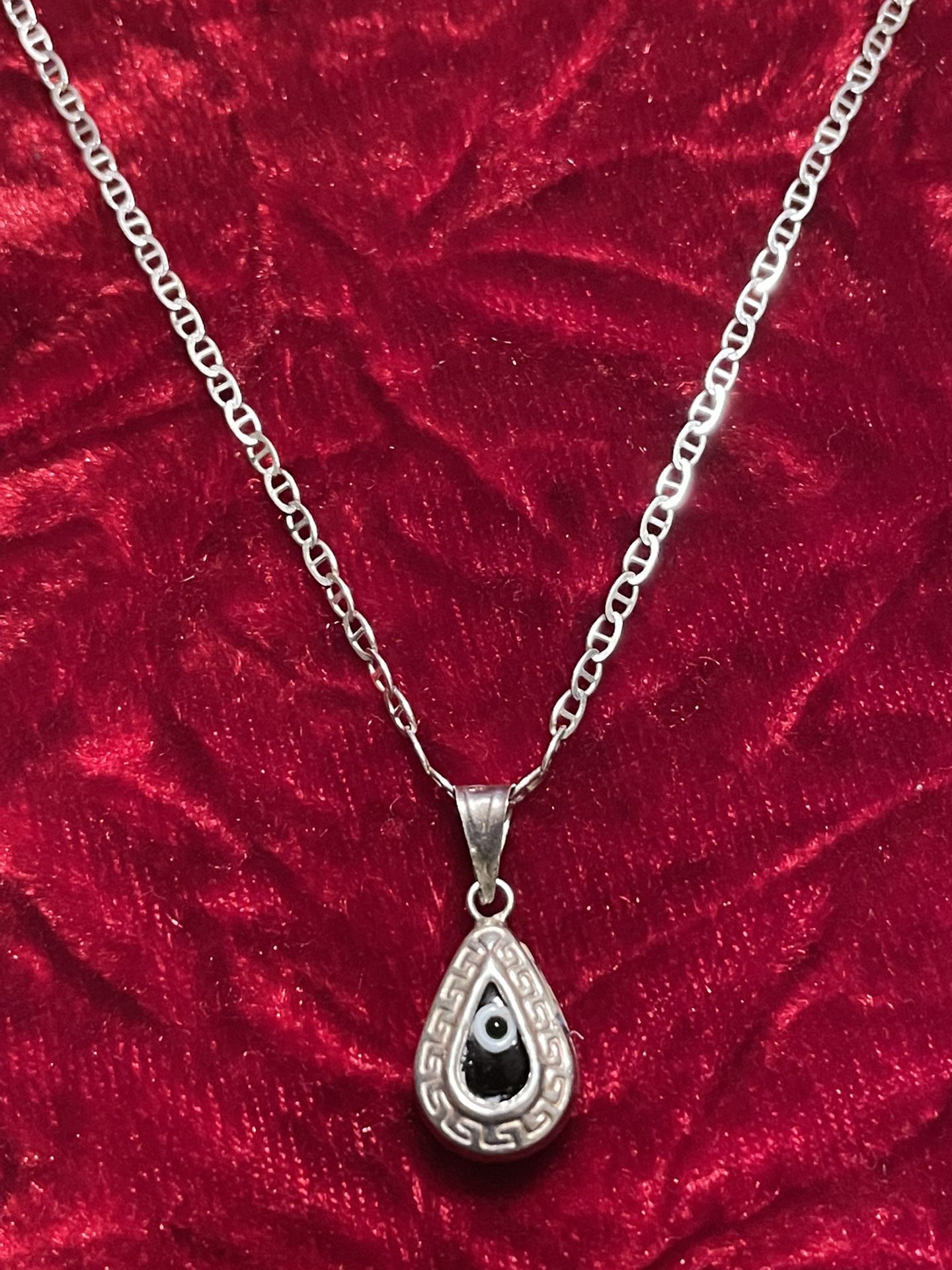 Silver Necklace With  🧿LUCKY🧿BLUE 🧿 EYES🧿Pendant 