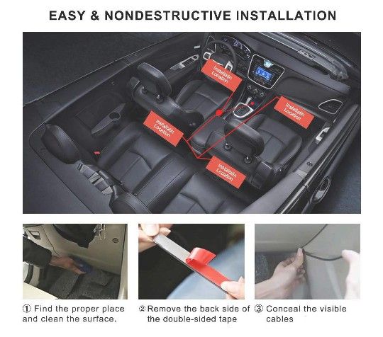 NEW PLUG & PLAY CAR INTERIOR LIGHTING KIT W/PHONE APP CONTROL! MULTIPLE COLORS/ MUSIC MODE