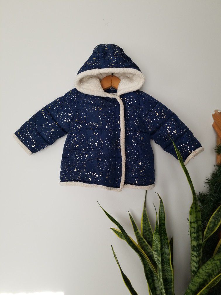 18m / 2T Blue Gold Star And Moon Winter Jacket