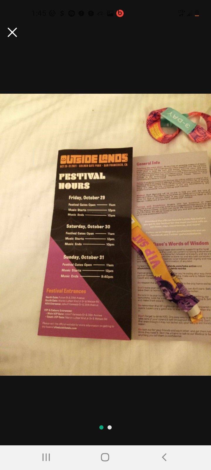 Outside Lands 3day Pass!!!
