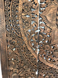 Wood Carving - Wall Decor- Teak Wood - Thai Art  - NEW Thumbnail