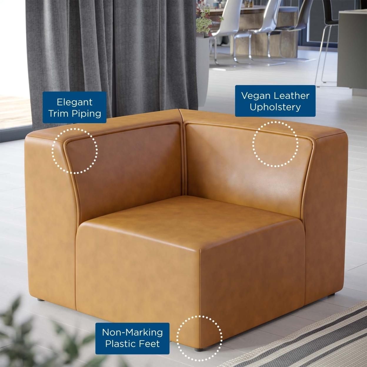 Mingle Vegan Leather Corner Chair, Tan