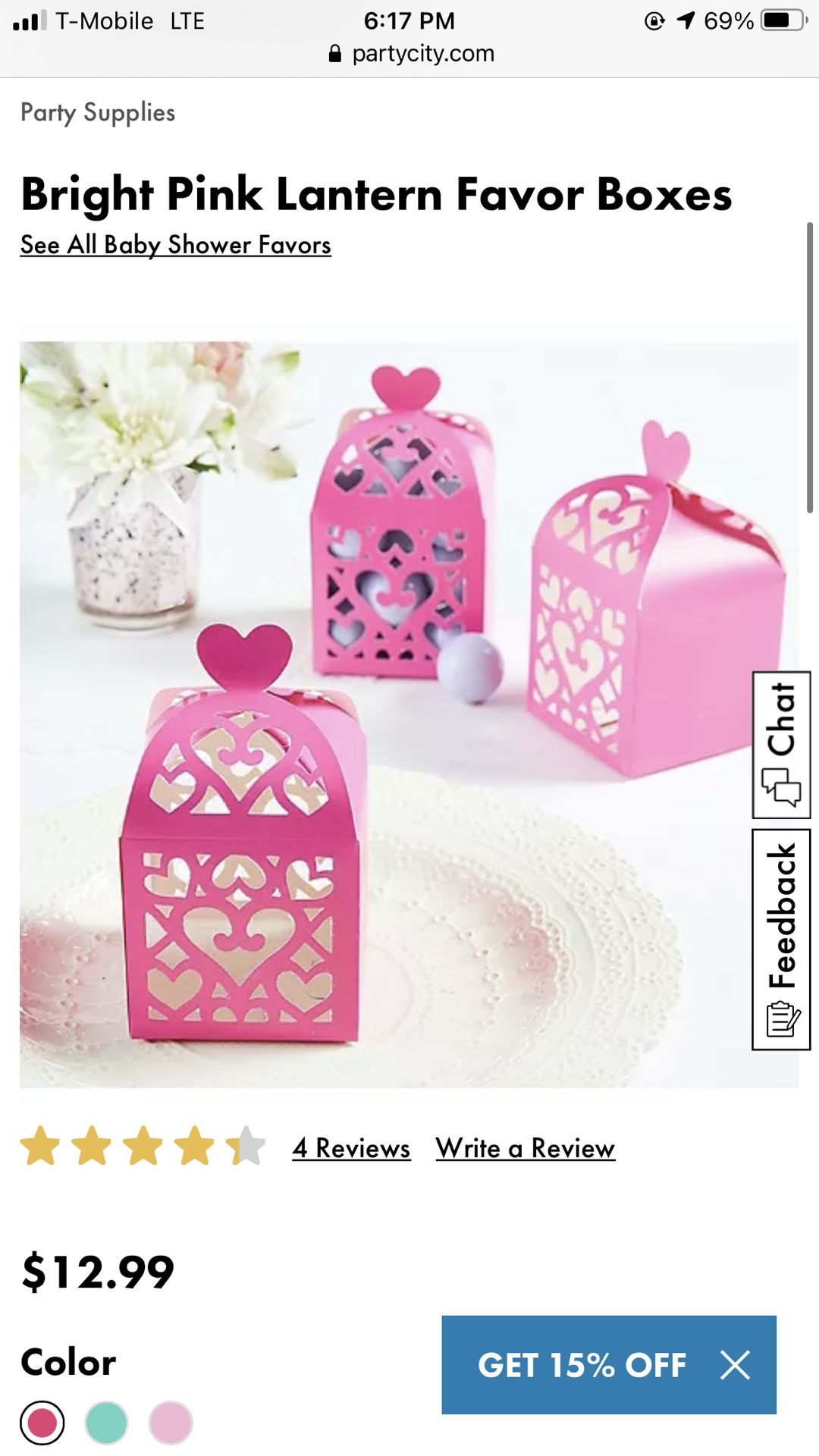Pink Wedding Baby Shower Lantern Favor Boxes