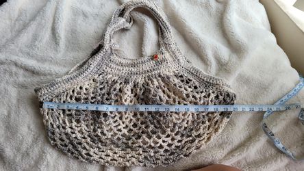 Crocheted French Style Market and produce bag. Thumbnail