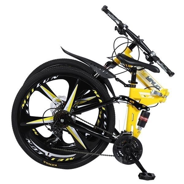 26 inch 21 Speeds Folding Mountain Bikes High Carbon Steel Bicycle Three Knives Wheel Shockproof Mountain Bike Adult