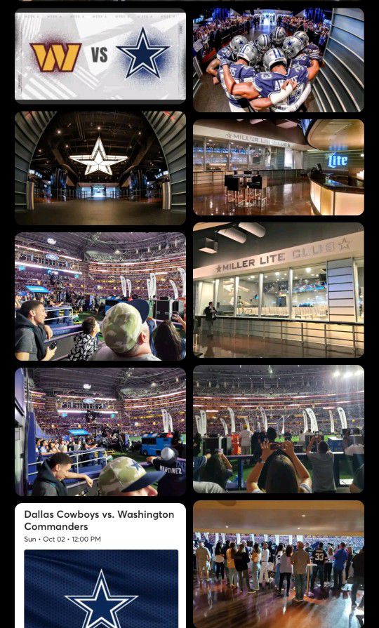 Dallas Cowboys vs Washington Commanders AT&T Stadium 10/2, 12pm Miller Lite Pass