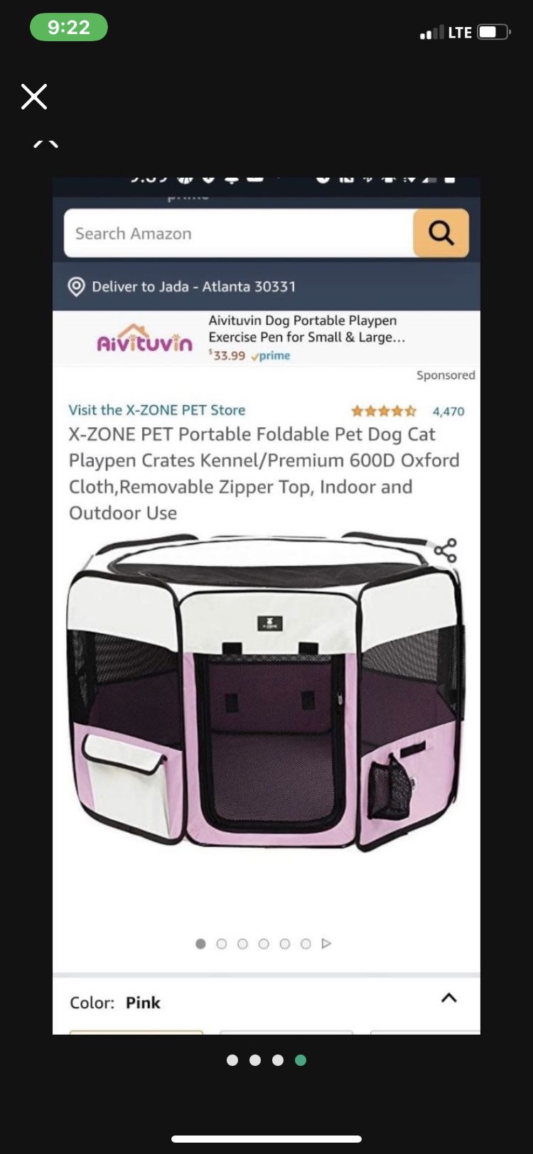 X-ZONE PET Portable Foldable Pet Dog Cat Playpen Crates Kennel/Premium 600D Oxford Cloth,Removable Zipper Top, Indoor and Outdoor Use 
