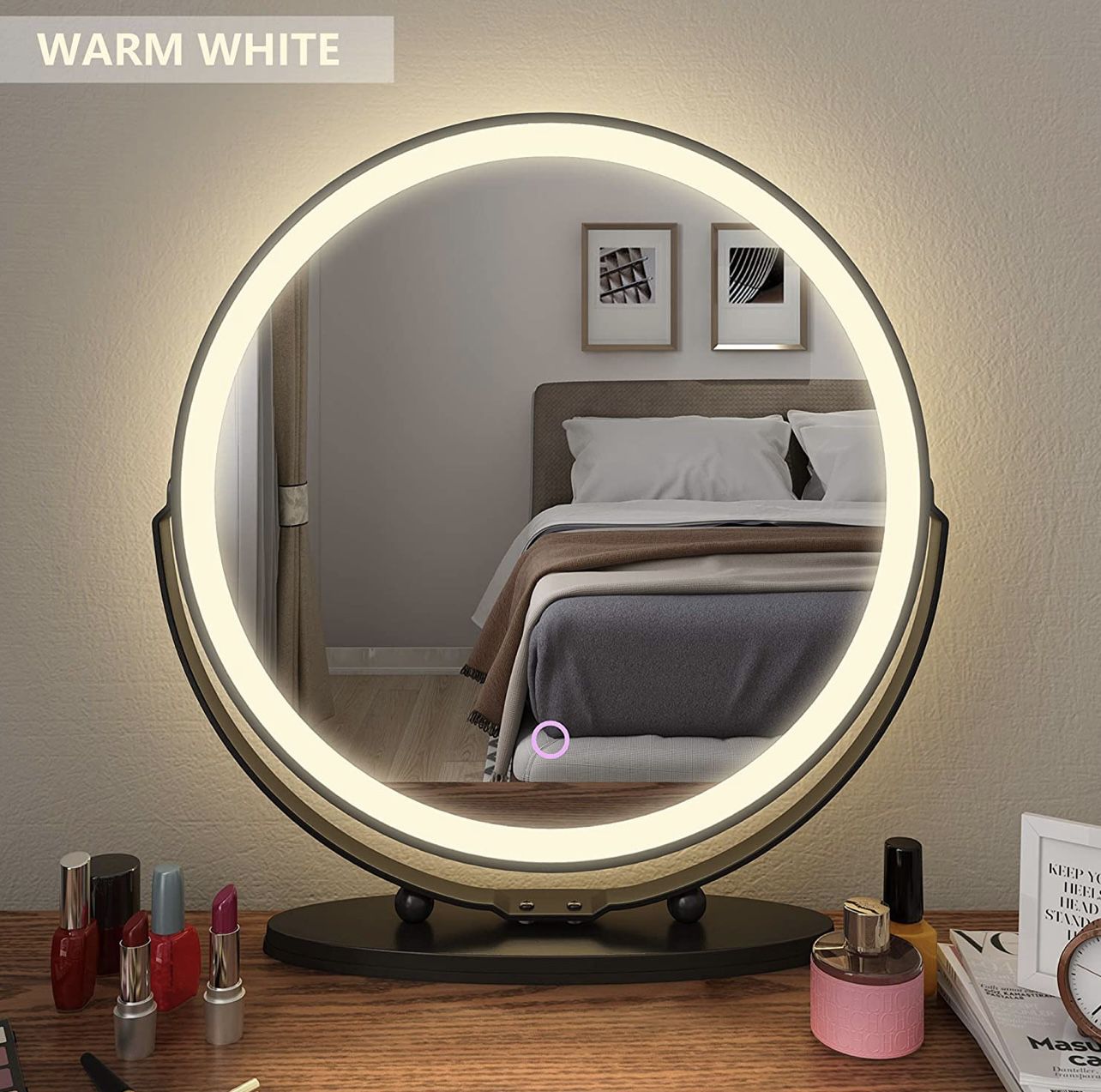 New 20" Vanity Makeup Mirror with Lights, 3 Color Lighting Dimmable LED Mirror