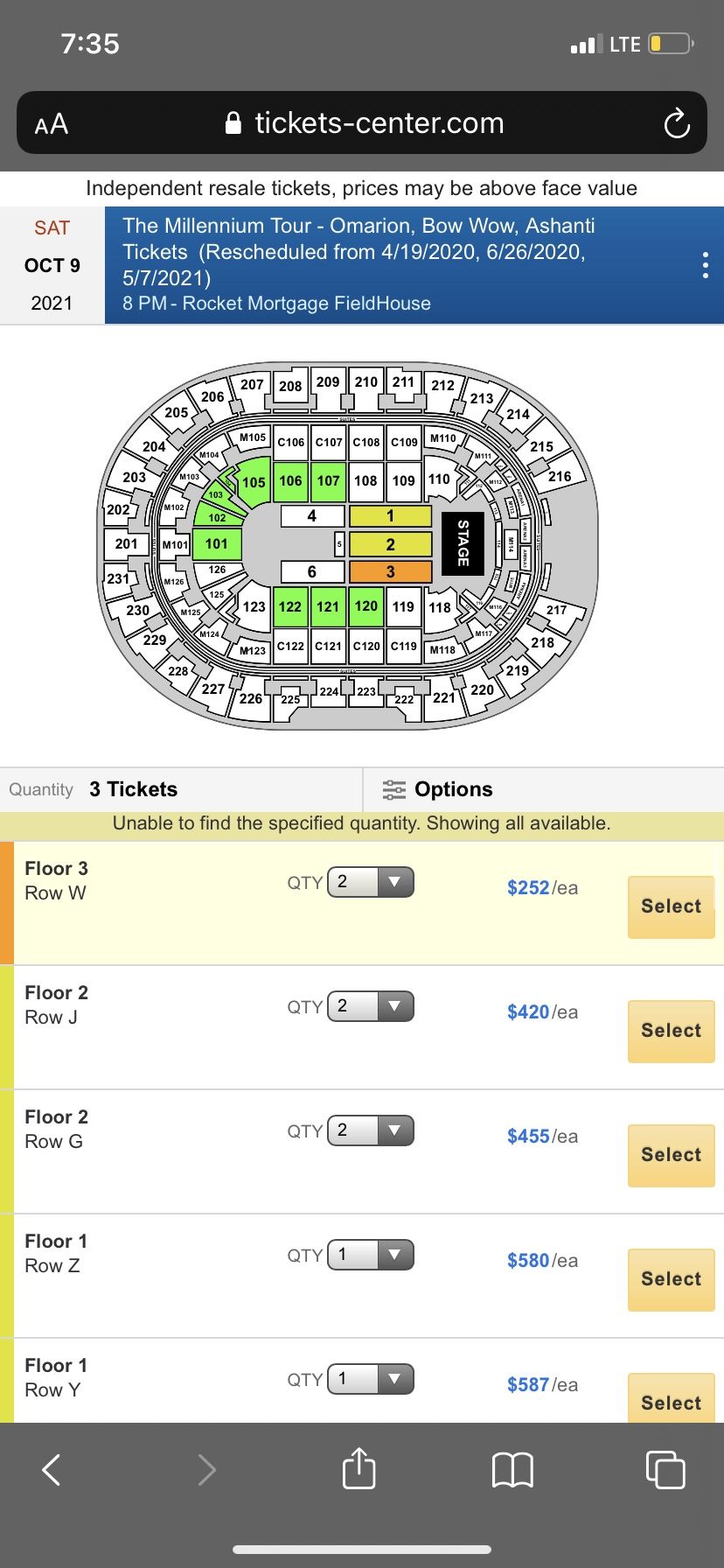 Millennium Tour Tickets