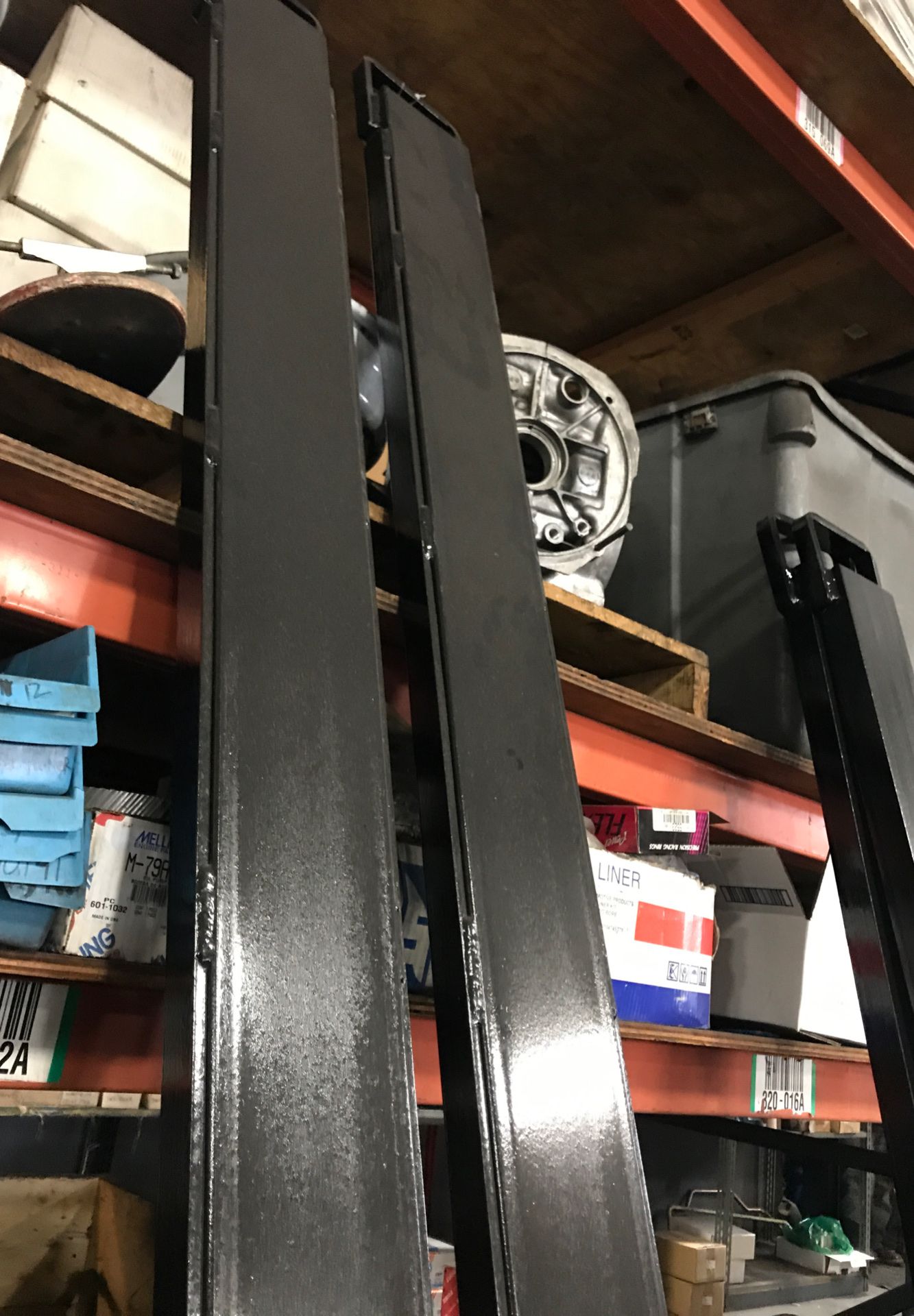 Forklift fork extensions by Medlin Ramps reinforced Black 96” long 7”wide made for a5” forks