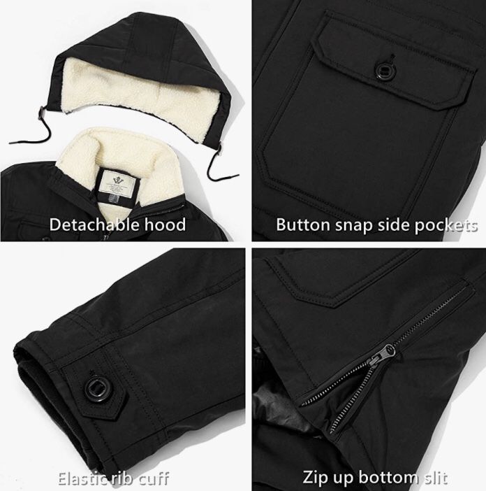 NEW! Black Winter Waterproof Parka Coat Windbreaker L