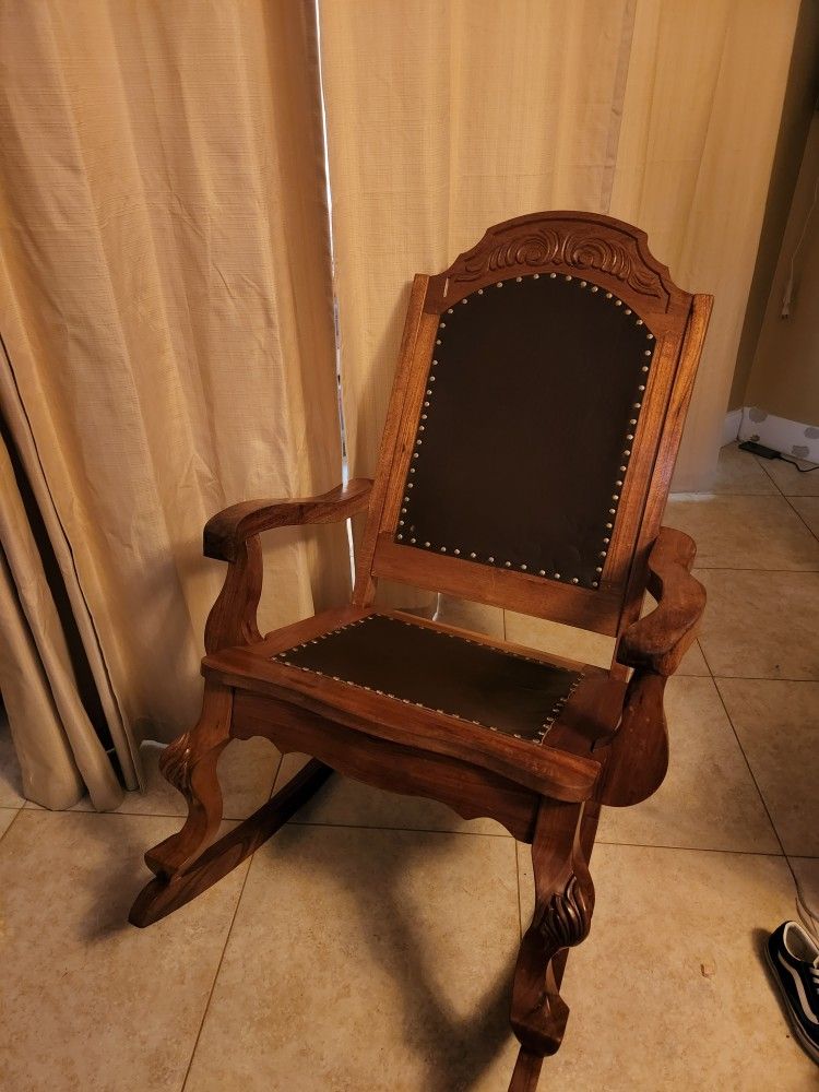Rocking Chair With Leather Seat