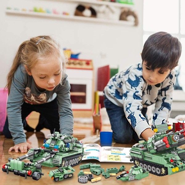 PANLOS STEM Robot Building Toys Engineering Building Bricks Military Strategic Tank Vehicles Kit Building Blocks for Kids 6 Years Old or Older Tight F