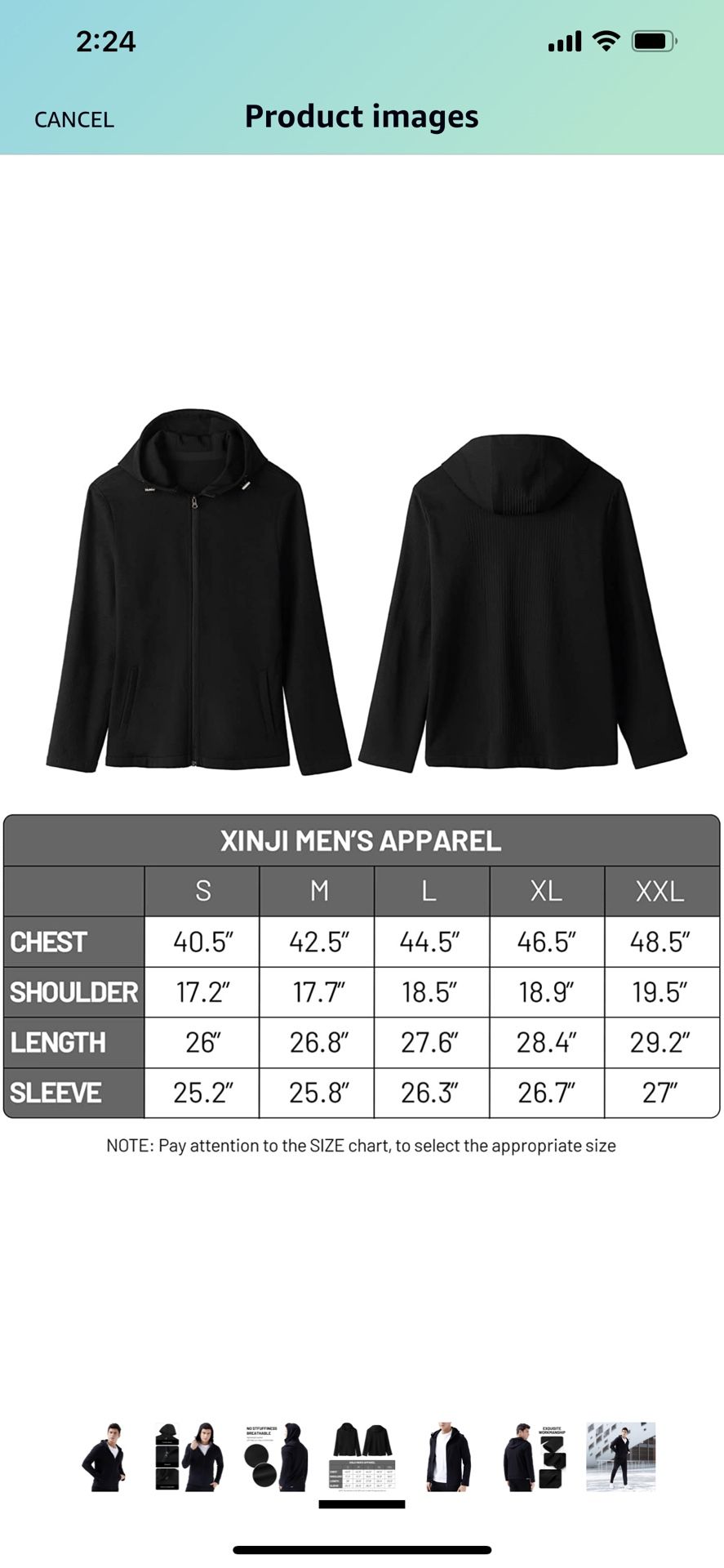 Men's Full-zip Hoodie Long-Sleeve Sweatshirt - Black Light-weight Non-slip buckles Hooded Running Sports Coat Jacket Gym