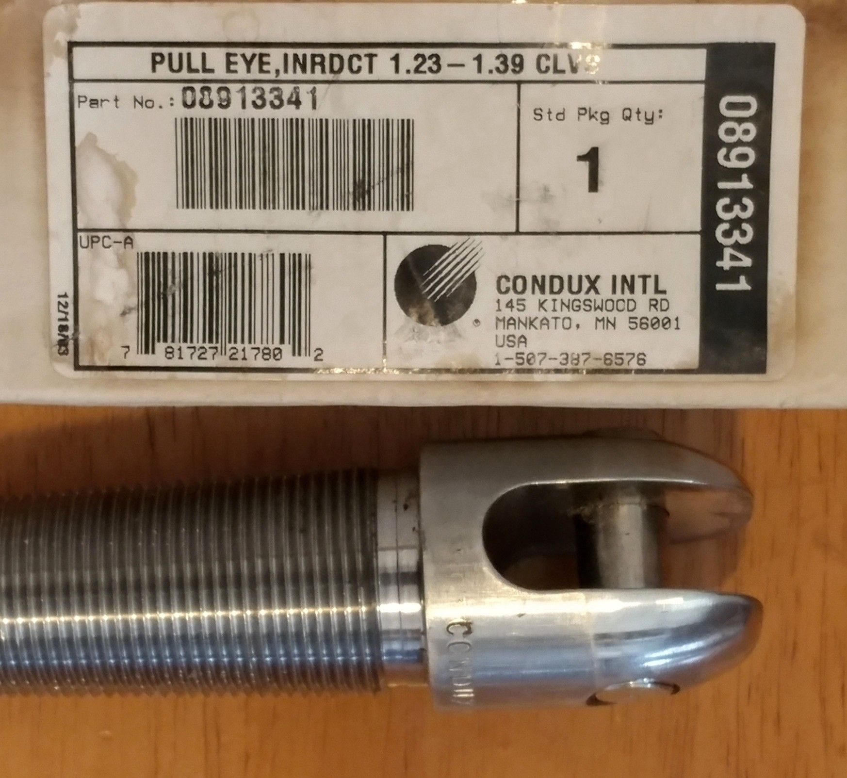 Condux Intl, pull cable pulling eye CLEVIS head style 1.231.39