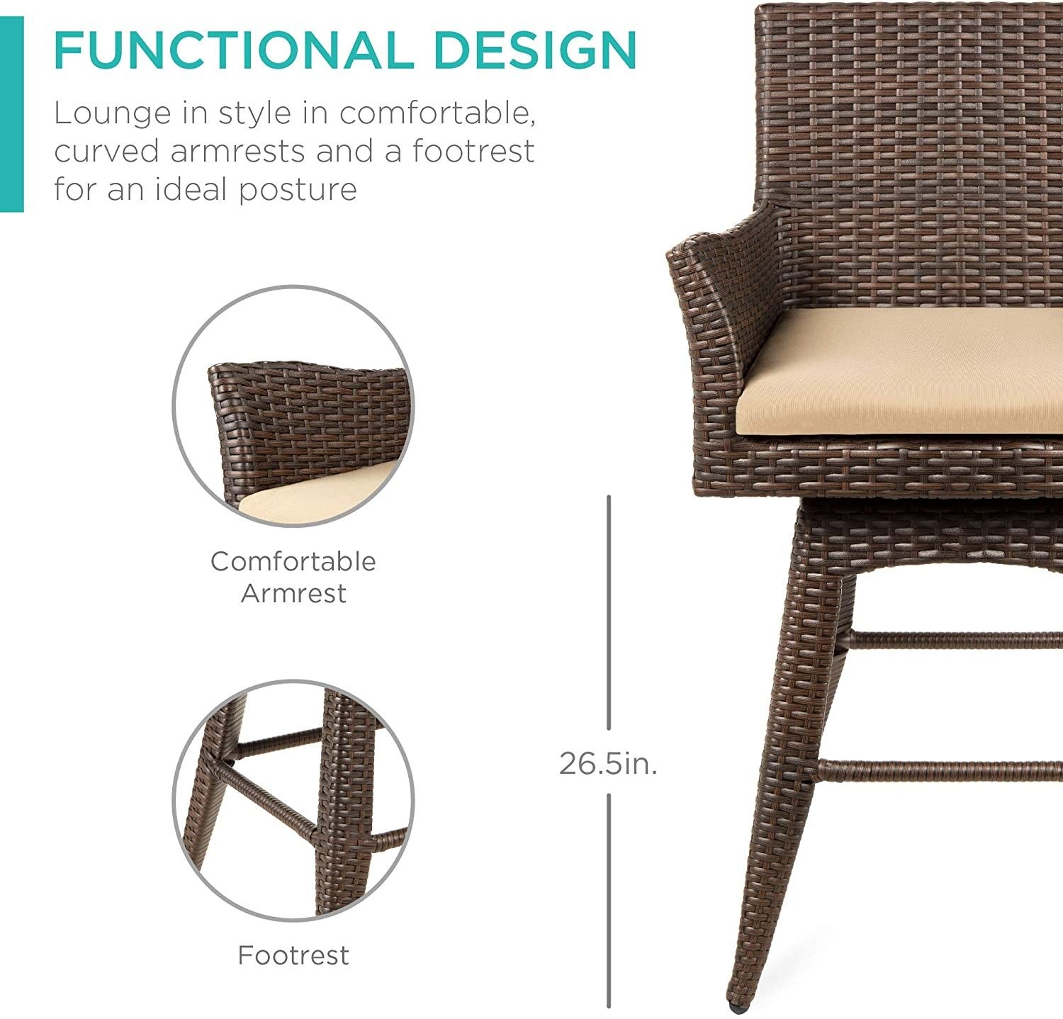 360° Counter-Height Swivel Chair Bar Stool with Plush Cushion