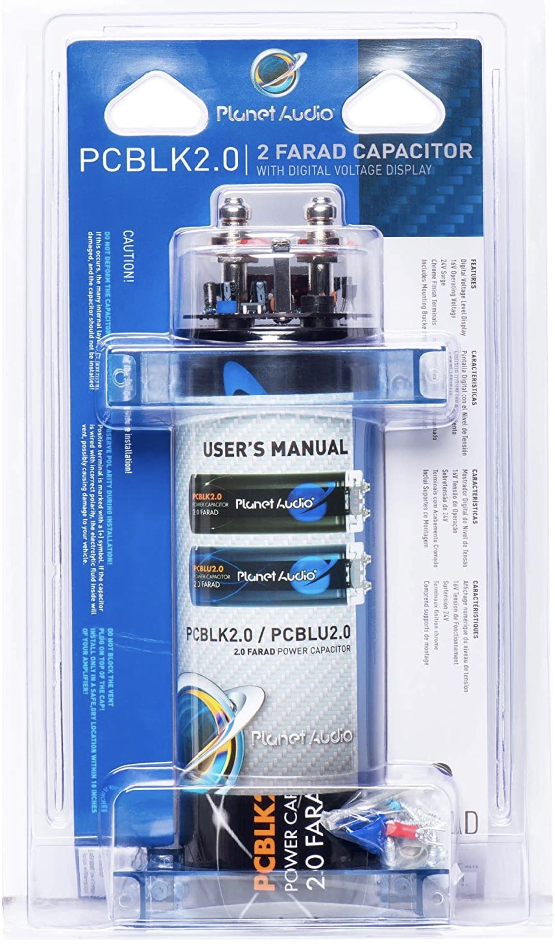 Car Audio Planet Audio PCBLK2.0 – 2 Farad Car Capacitor For Energy Storage To Enhance Bass Demand From Audio System