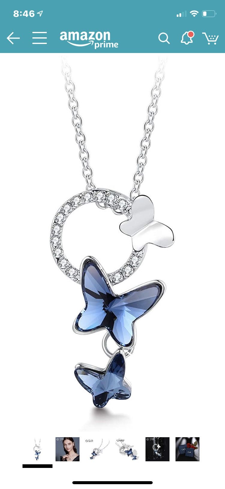 Blue purple butterfly bracelet, earrings & necklace