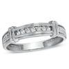 Men's 1/10 CT. T.W. Diamond Wedding Band in 10K White Gold