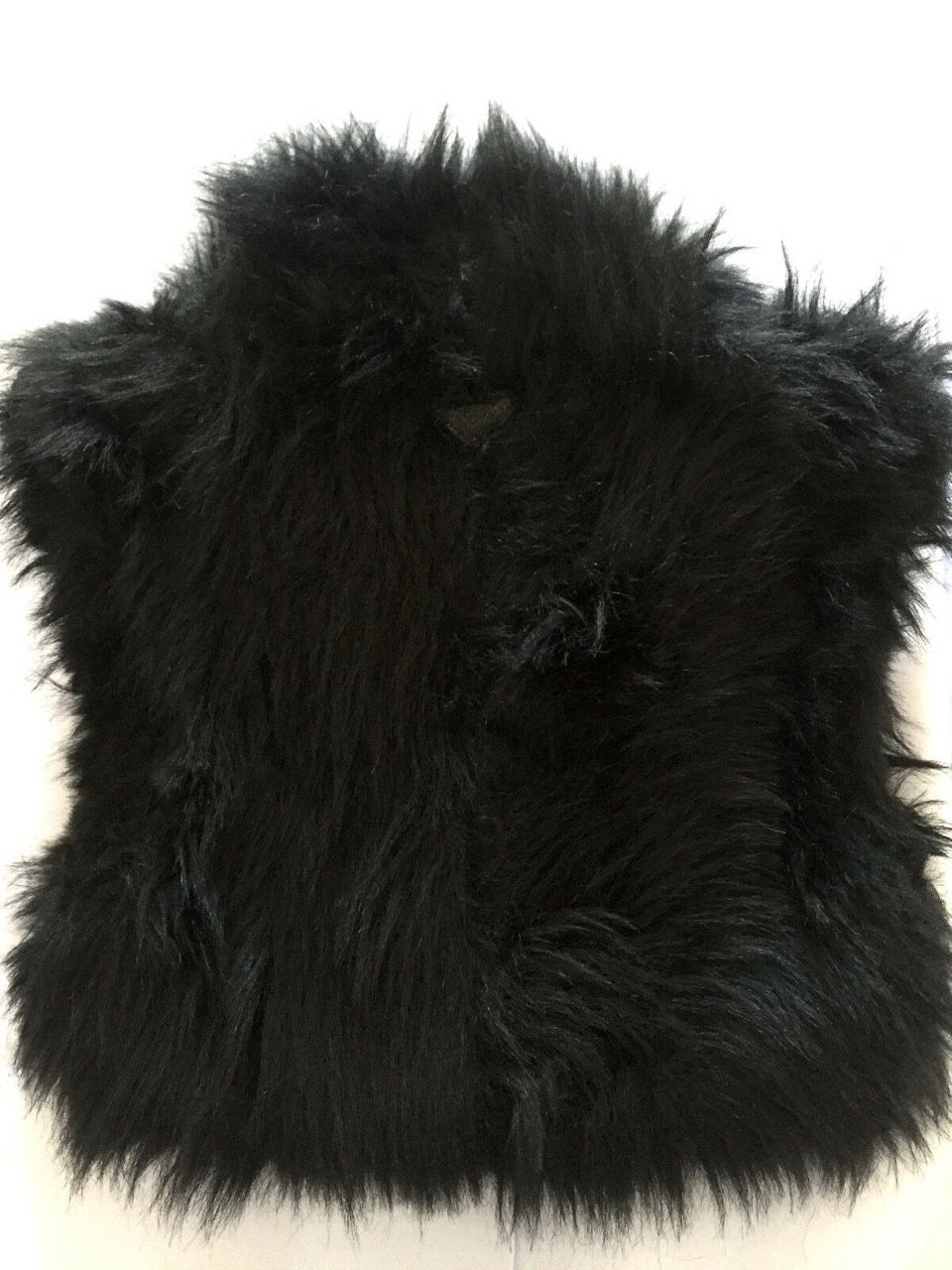 Diesel Black Faux Fur Cropped Vest Top Zip Front Sleeveless Topper, Size S