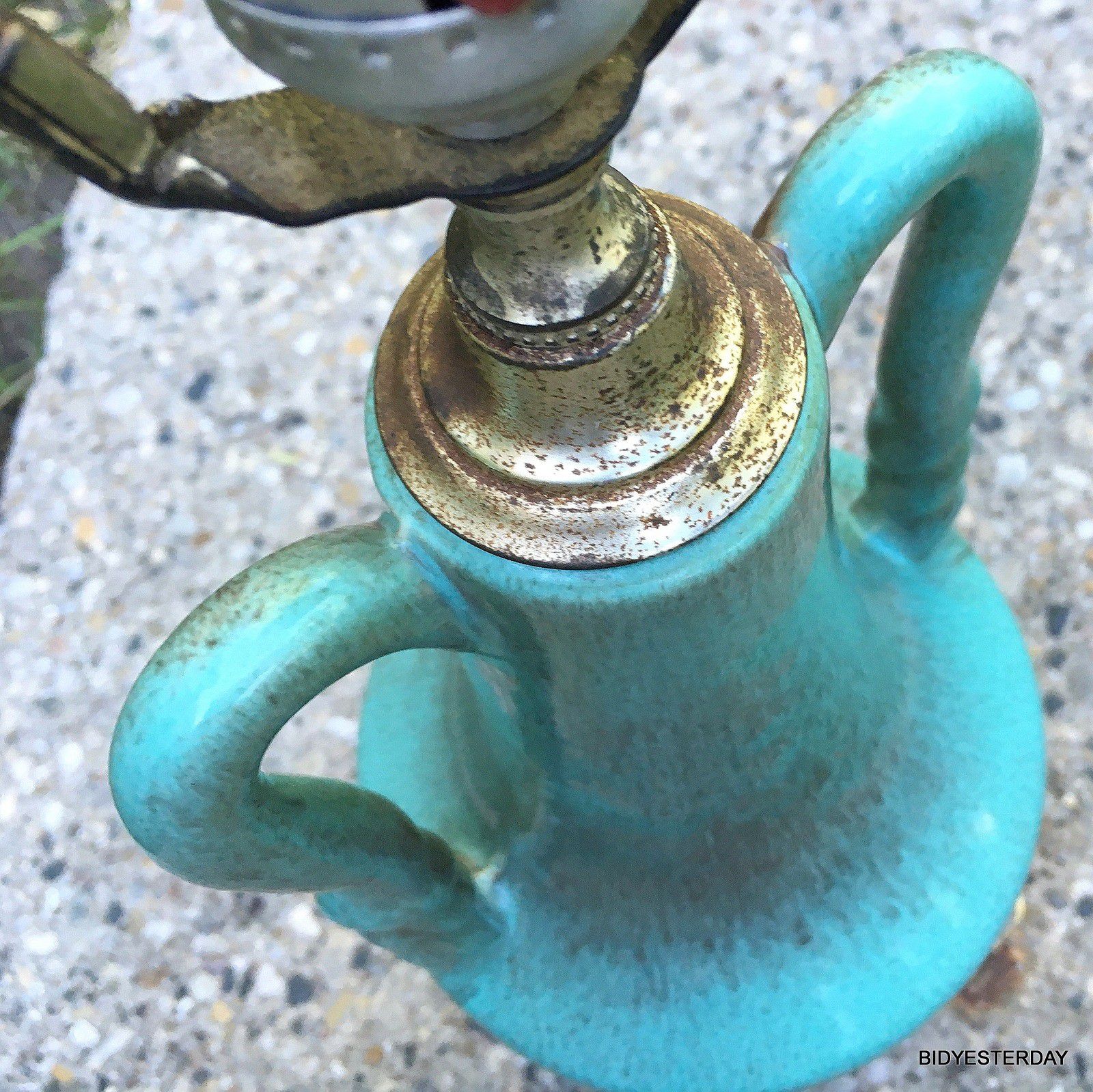 Antique turquoise green drip glaze art pottery lamp gondor ?