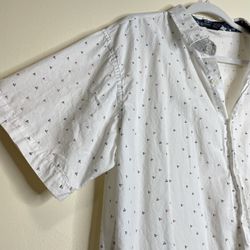 White Linen Blend Button Down Shirt Size XL Thumbnail