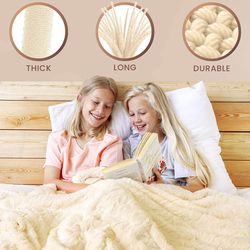 Luxury Faux Fur Throw Blanket - Ultra Soft and Fluffy - Plush Blankets for Couch Bed & Living Room - Fall Winter & Spring - 50x65 (Full Size) Ivory Thumbnail