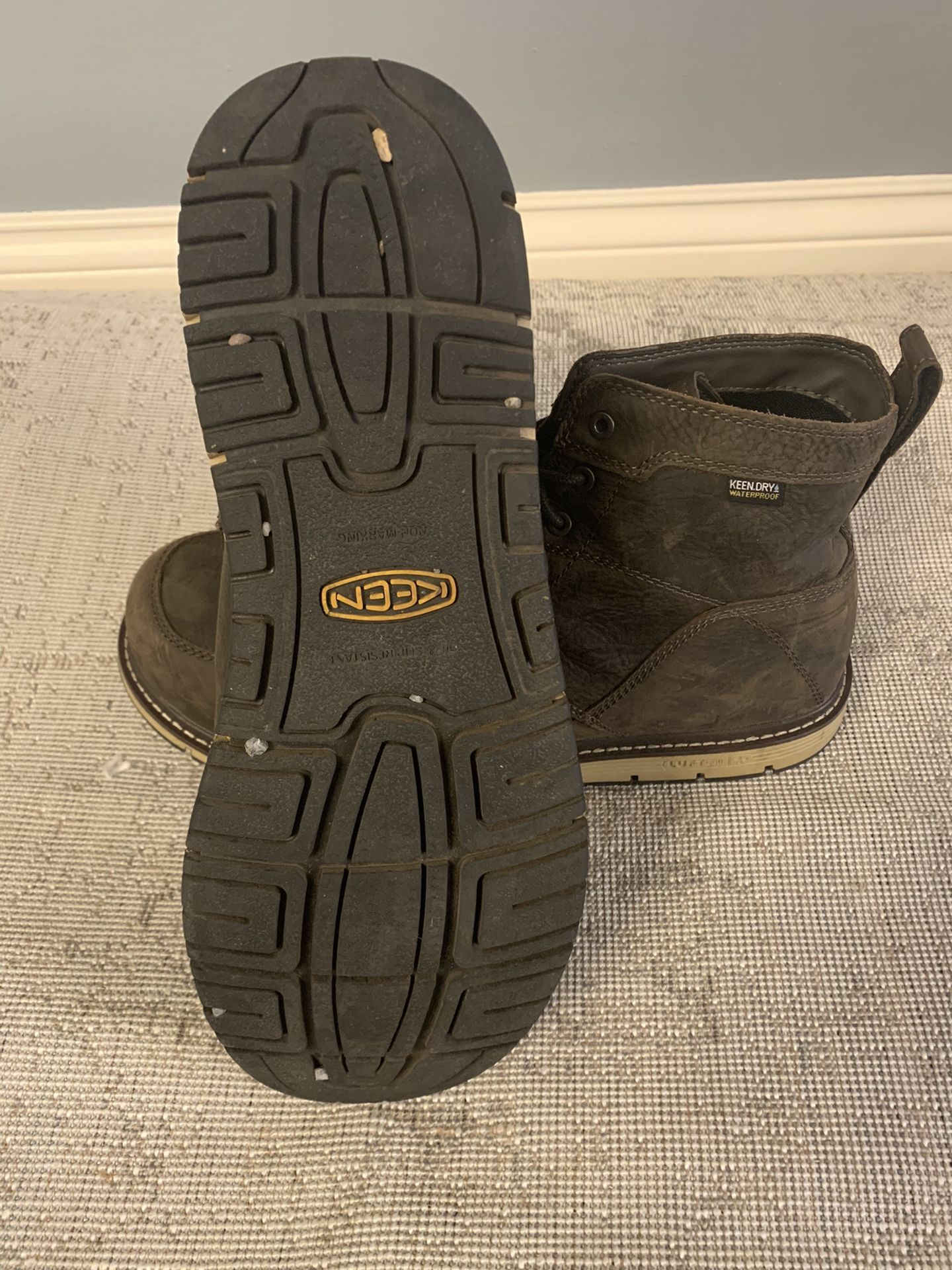 KEEN Utility San Jose Waterproof Aluminum Toe Work Boots For Men - Cascade Brown/Black - 14M