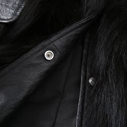 Genuine fox Fur Coat genuine leather jacket vest warm long sleeve trench bomber Jacket Fur Sheepskin Jacket Studs  Thumbnail
