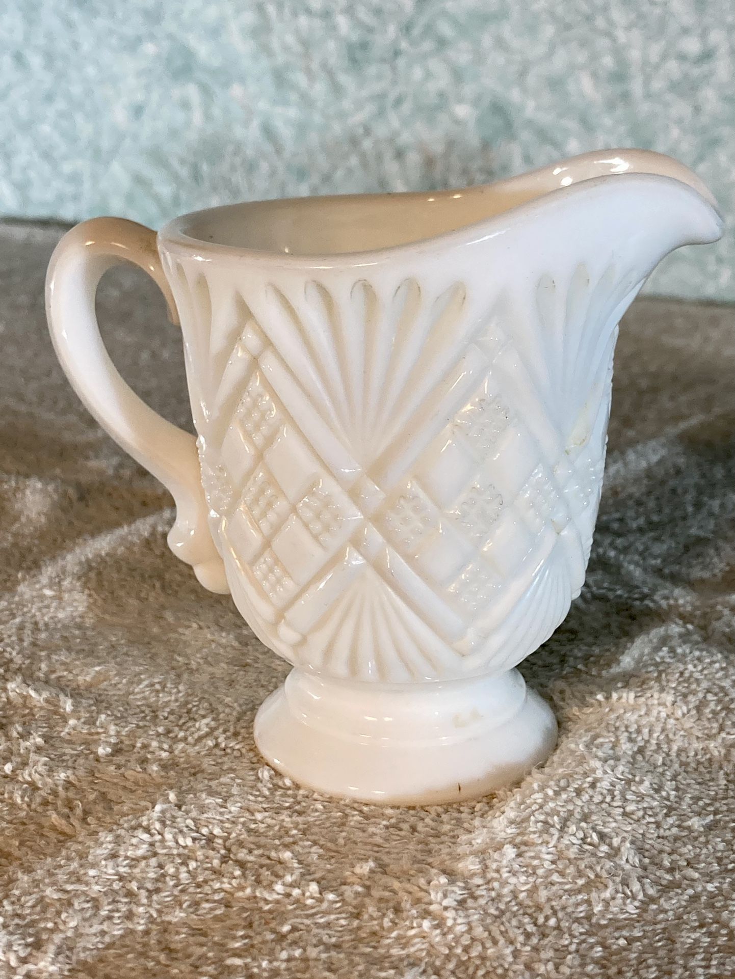 Vintage milk glass creamer and sugar bowl