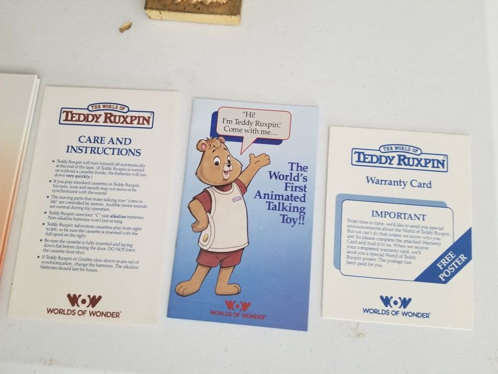 1985 Teddy Ruxpin Mint In Box With Extras.