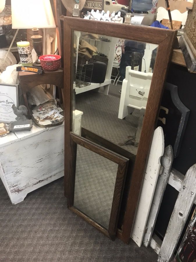 Large Antique Oak Mirror