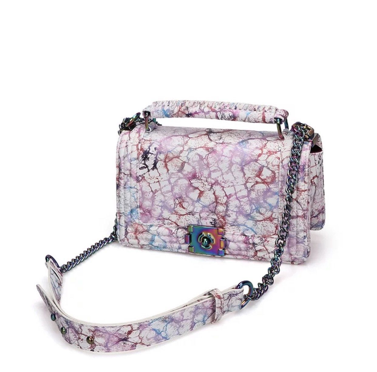 Barbie Crossbody Leather Graffiti Bag - Pink