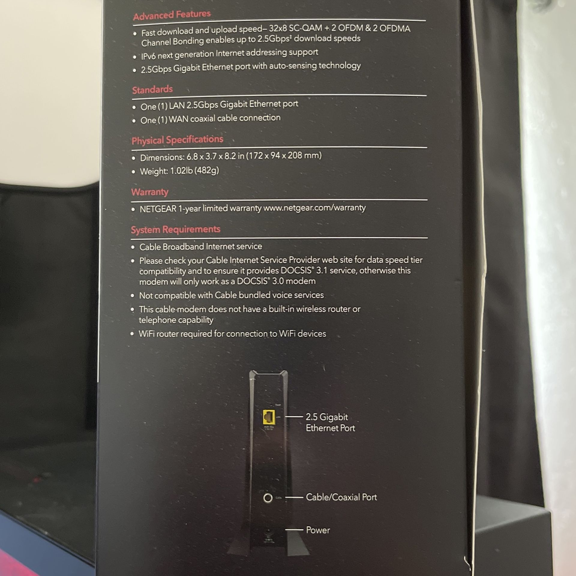 Netgear Nighthawk CM2000 DOCSIS 3.1 Cable Modem