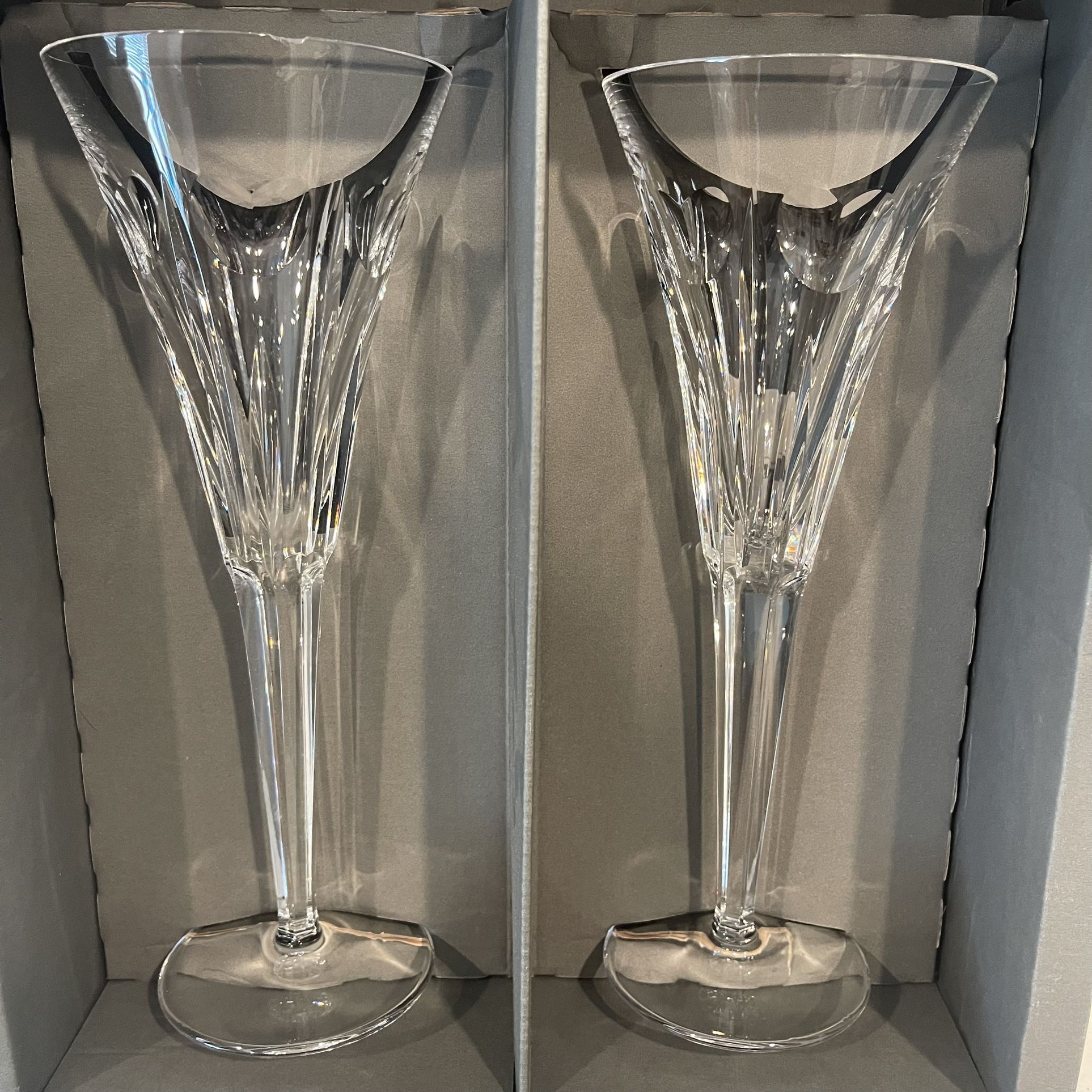 Waterford Millennium Collection Toast To The Year 2000 Champagne Flutes Complete Rare Set