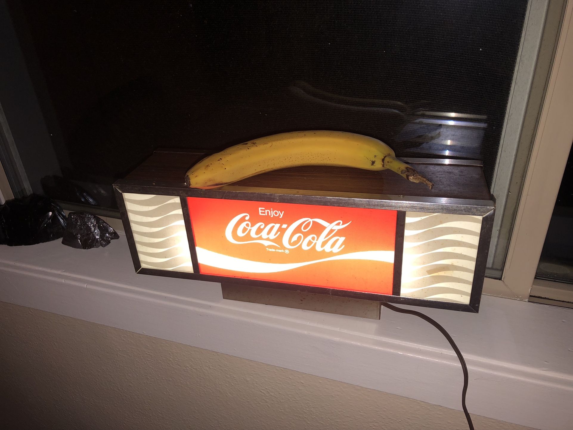 vintage Come Enjoy Coke coca cola light up sign chrome Faux wood Fountain Soda Plug In Lamp