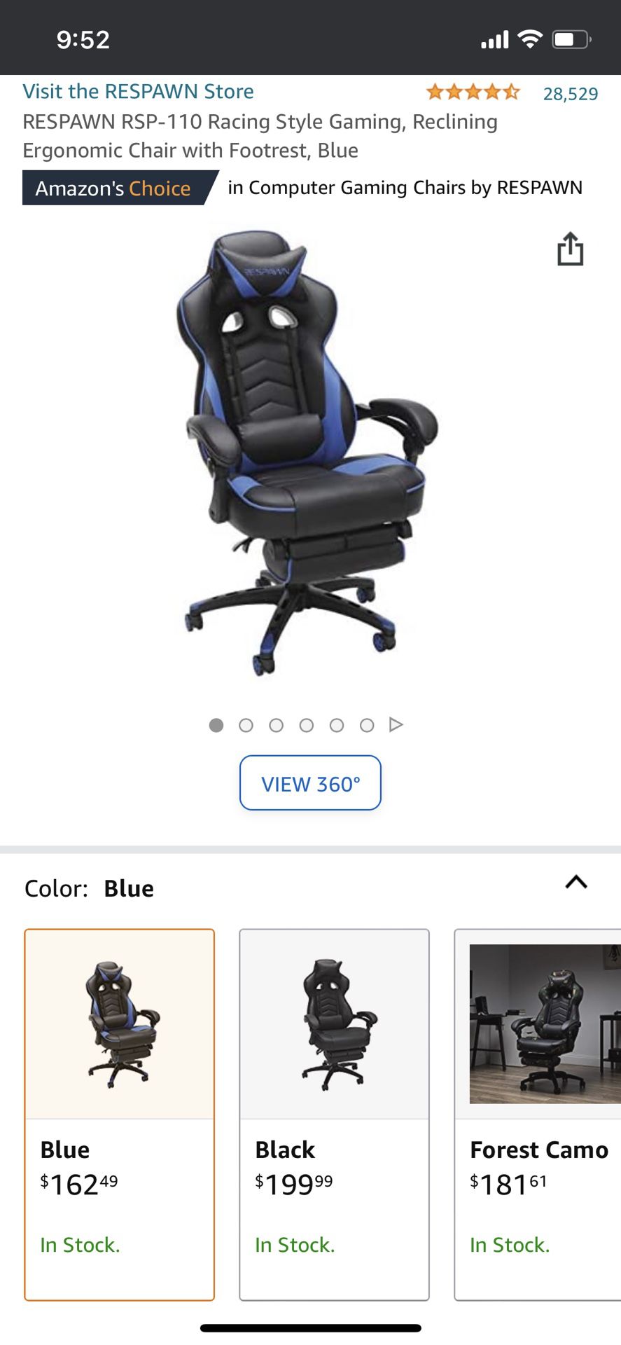 Gaming Reclining Ergonomic Chair with Footrest 