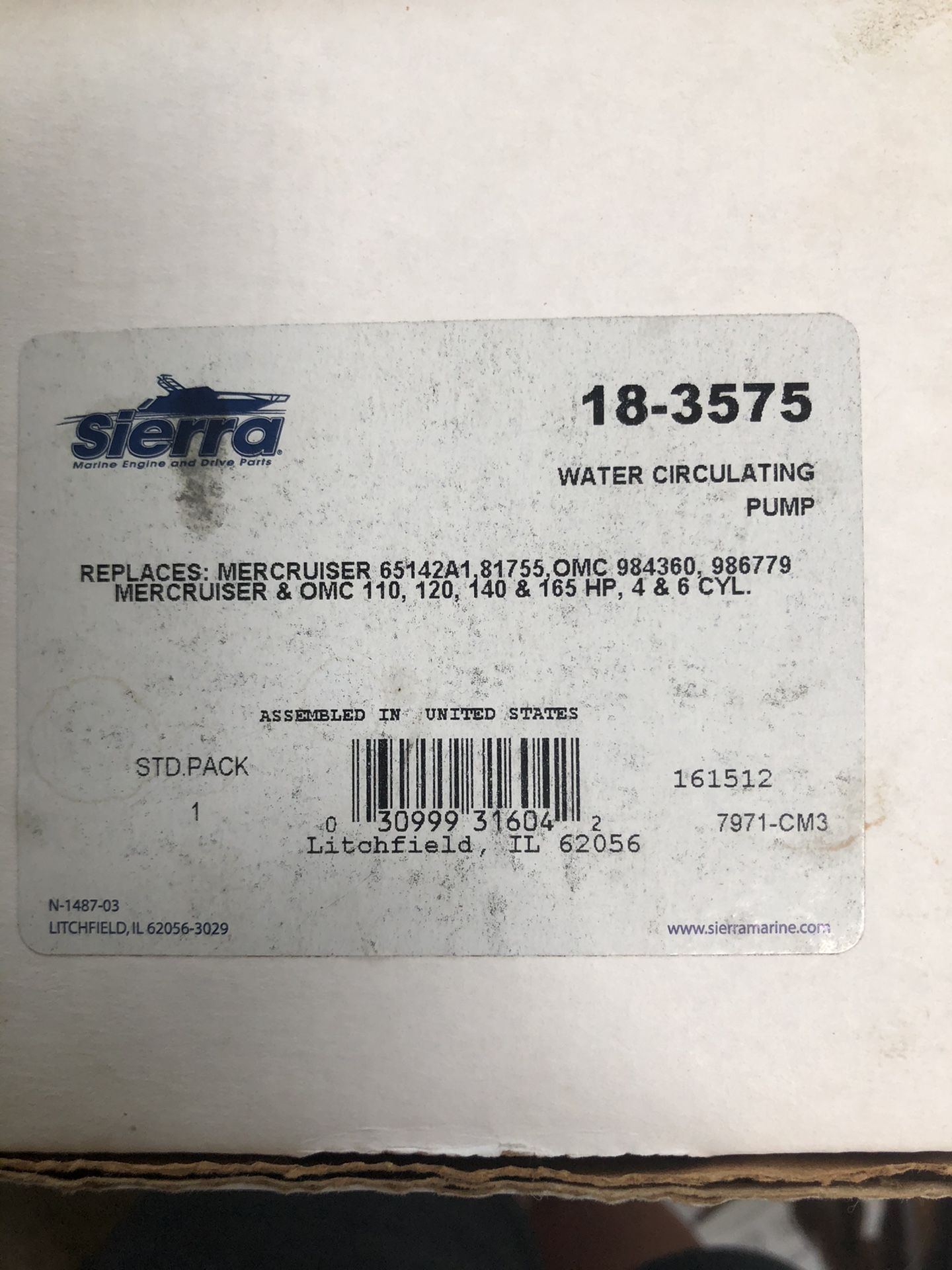 Sierra 18-3575 Marine Circulating Water Pump