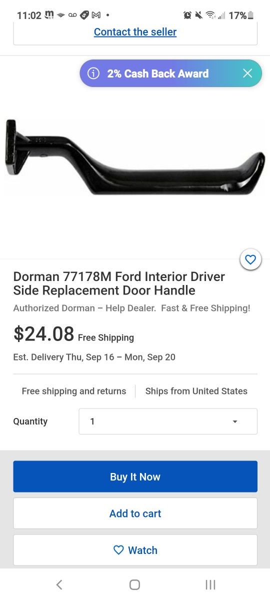 Dorman 77178M Ford Interior Driver Side Replacement Door Handle