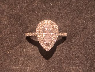 Tear Cut Diamond Double Halo Silver Ring S925 Sz 6 & 9 Thumbnail