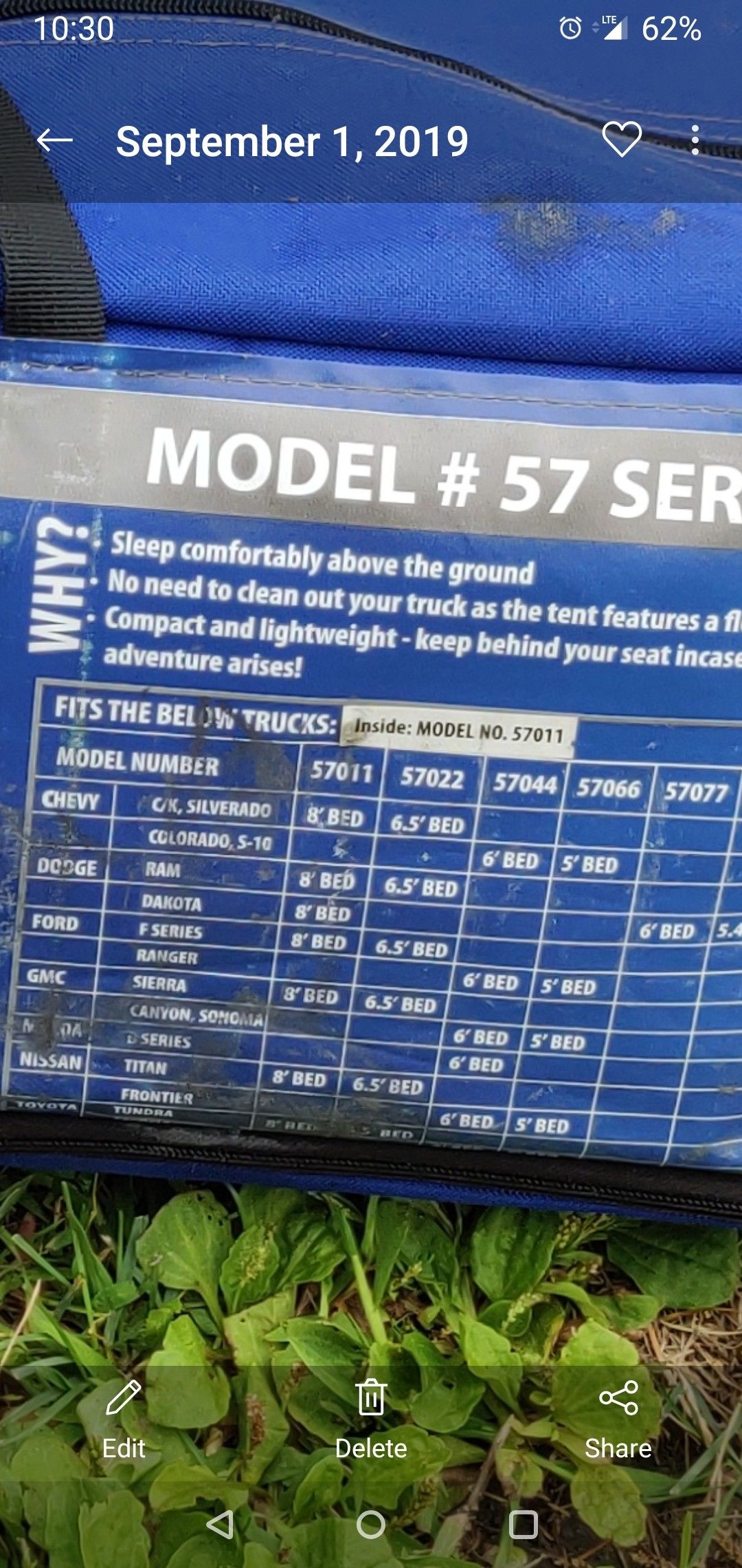 Sportz truck tent model #57 series
