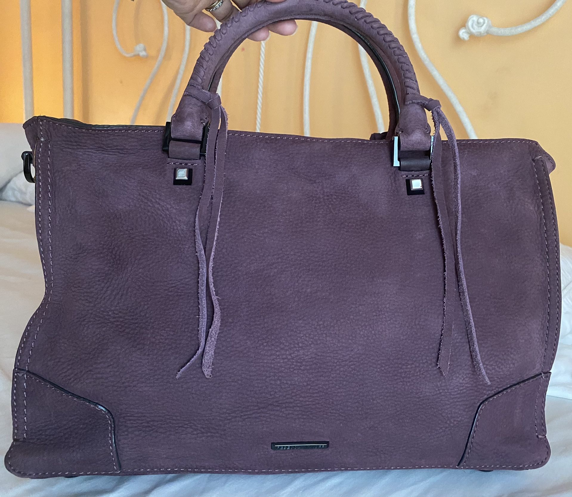 Rebecca Minkoff Regan Tote Dark Cherry Suede Leather Satchel
