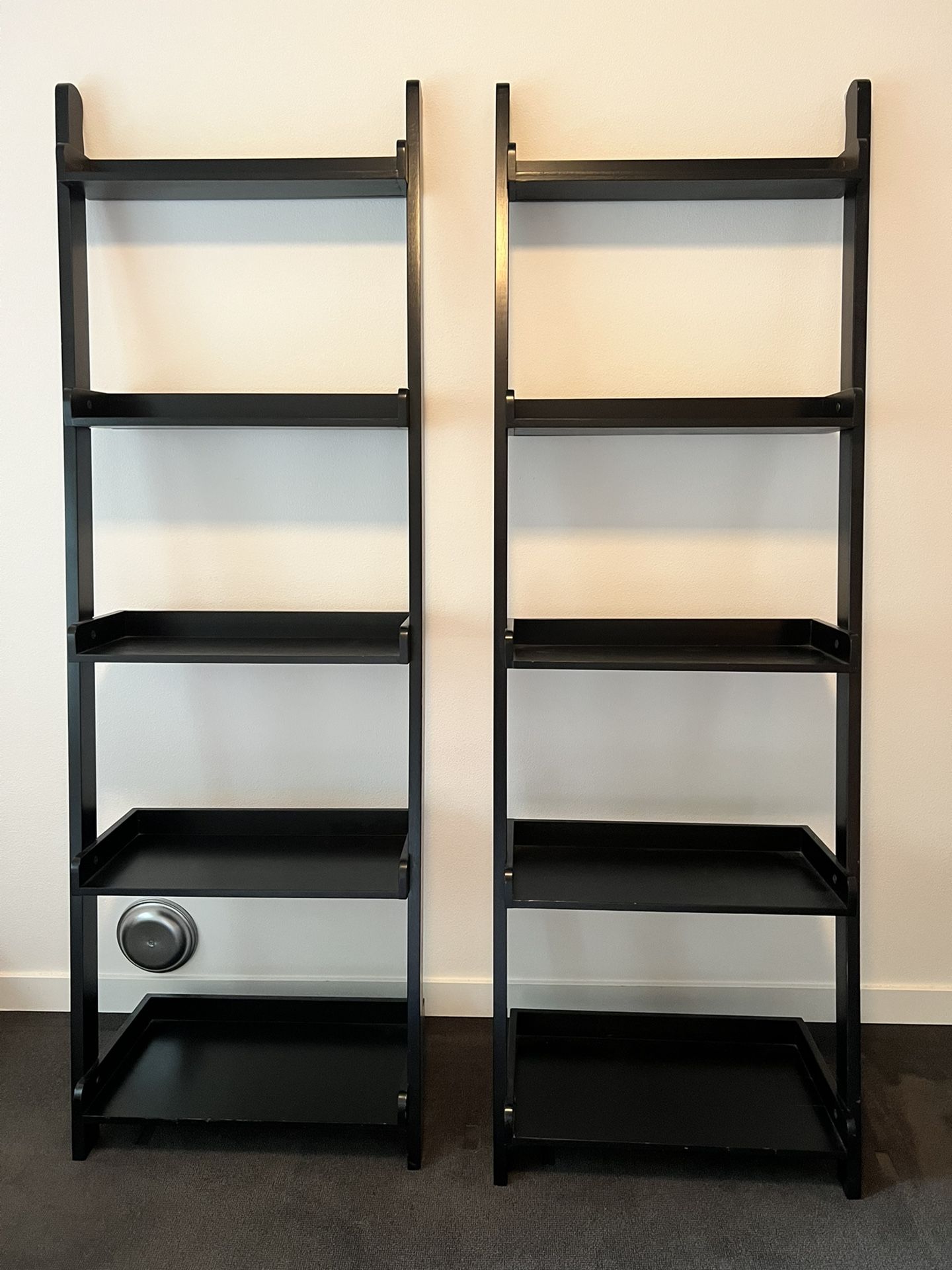 Black Ladder Shelves - Pair Of 2